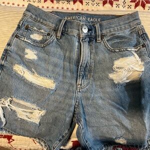 American Eagle Outfitters Women's Light Blue Ripped Shorts